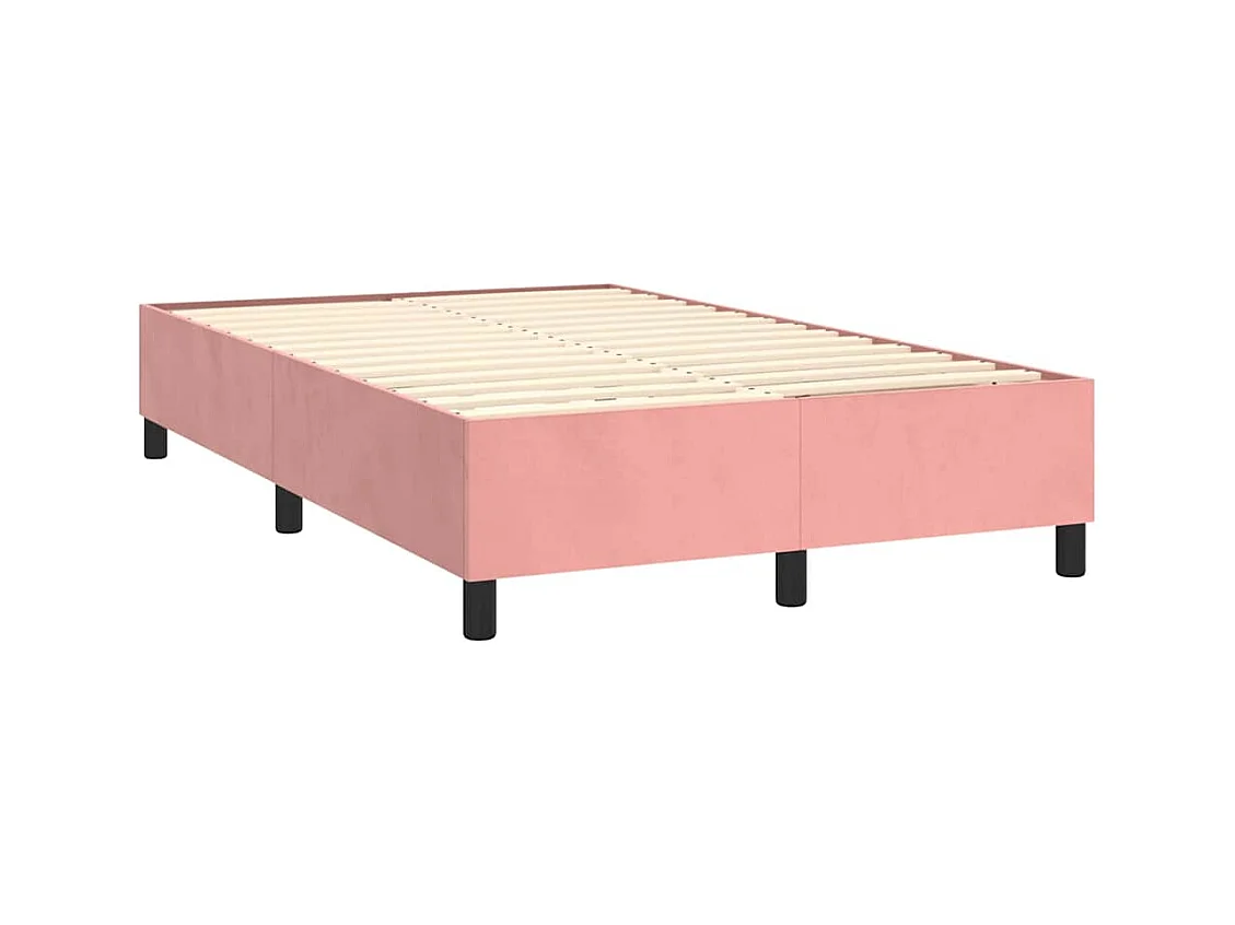 Sommier à lattes de lit avec matelas rose 120x190 cm velours