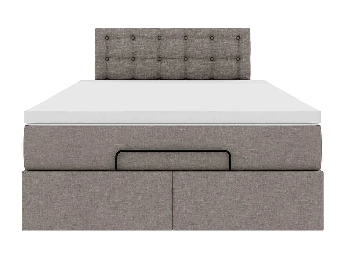 Cadre de lit ottoman avec matelas taupe 120x190 cm tissu