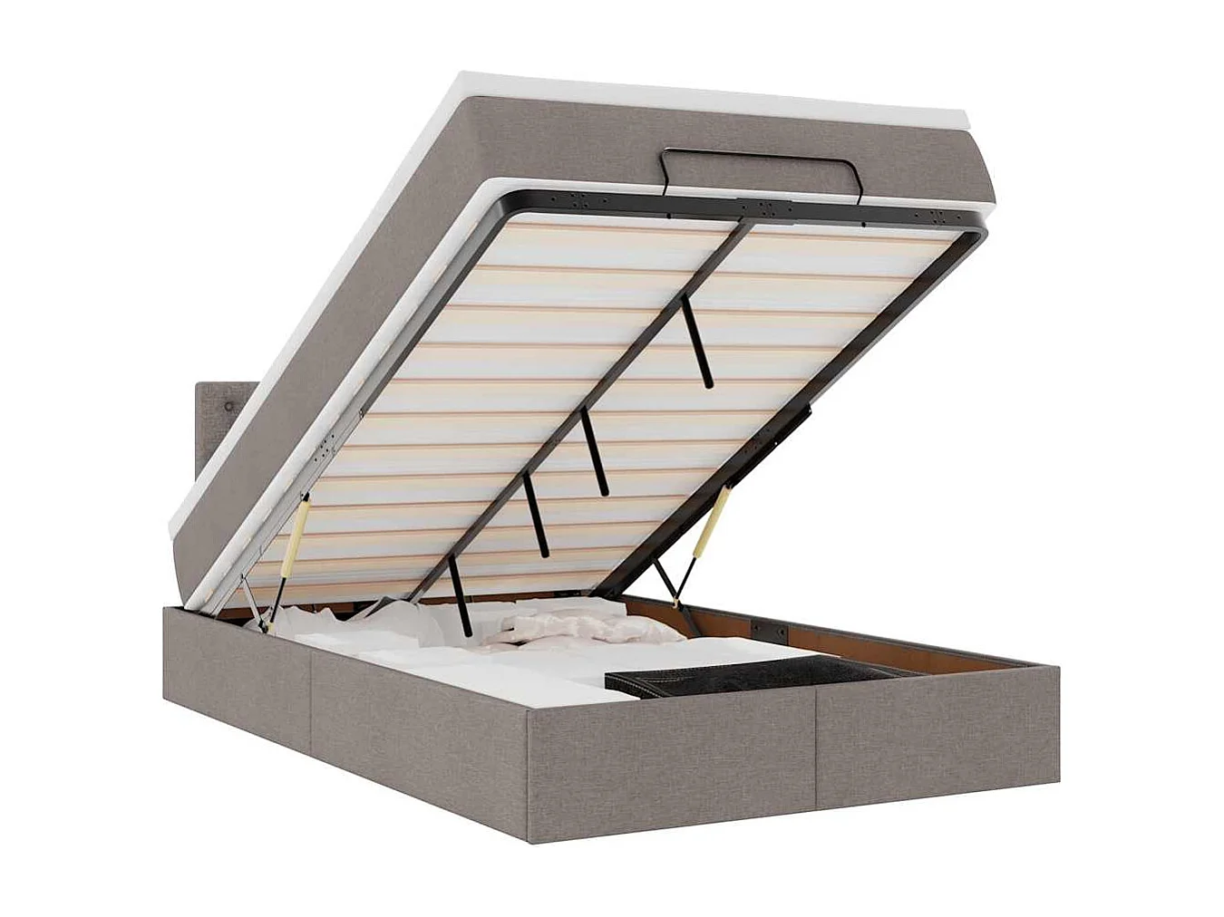 Ottoman-Bett mit Matratze Taupe 120x190 cm Stoff