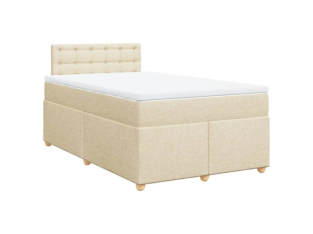Cama box spring con colchón tela color crema 120x190 cm