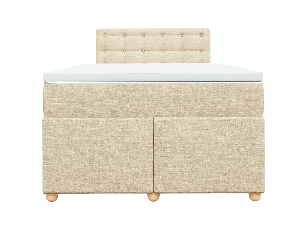 Cama box spring con colchón tela color crema 120x190 cm