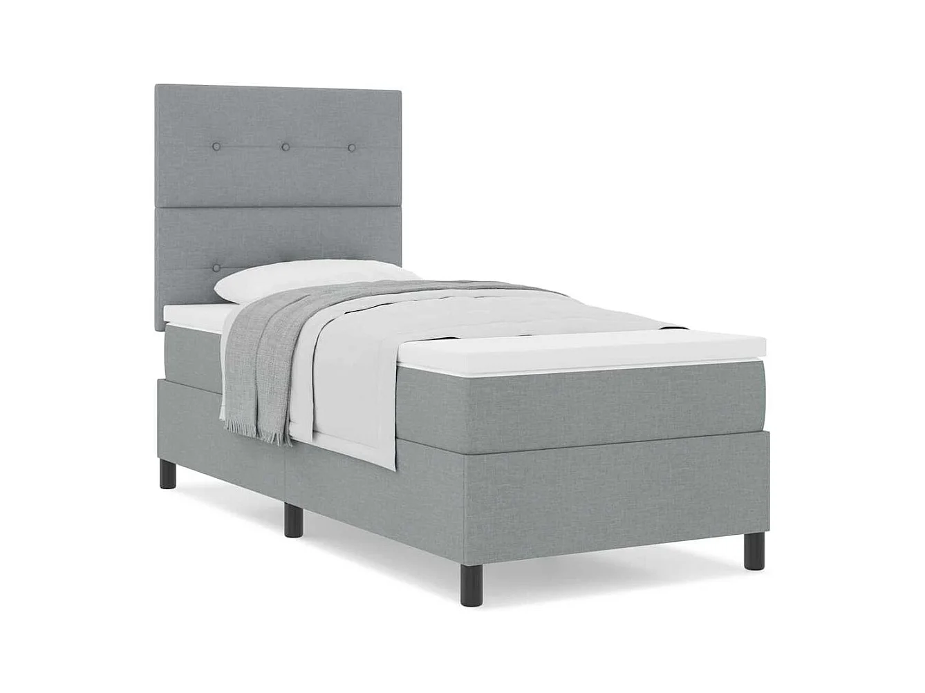 Boxspringbett mit Matratze Hellgrau 100 x 200 cm Stoff