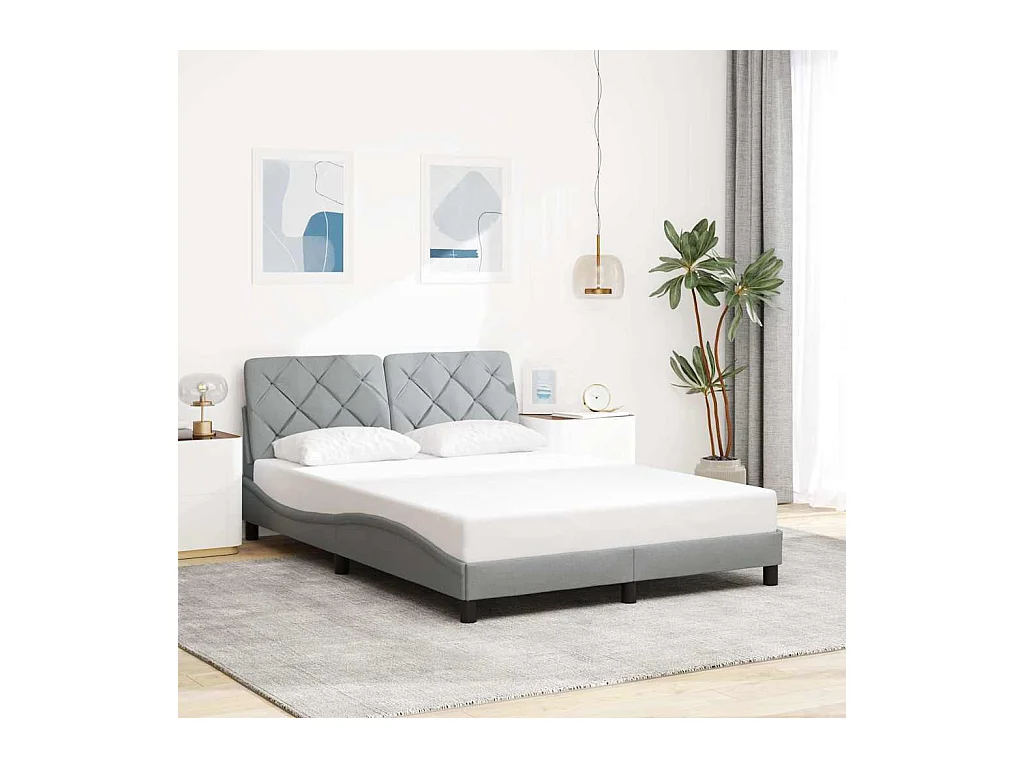Cadre de lit avec LED sans matelas gris clair 120x200 cm tissu