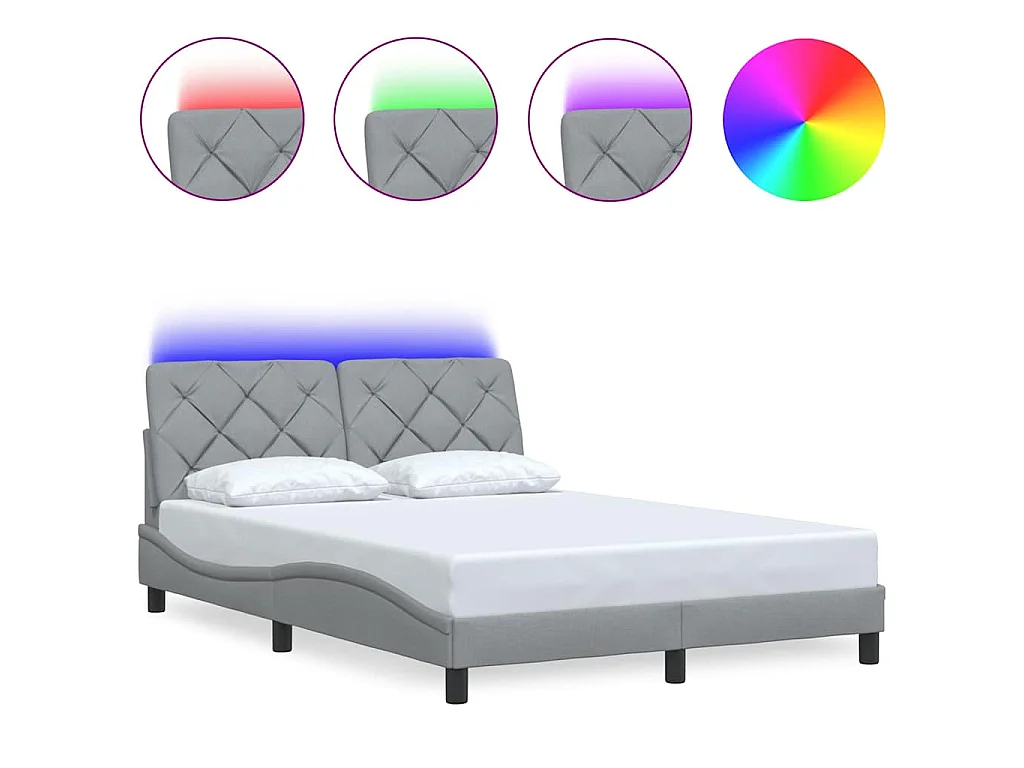 Estrutura de cama com LED sem colchão 120x200 cm tecido