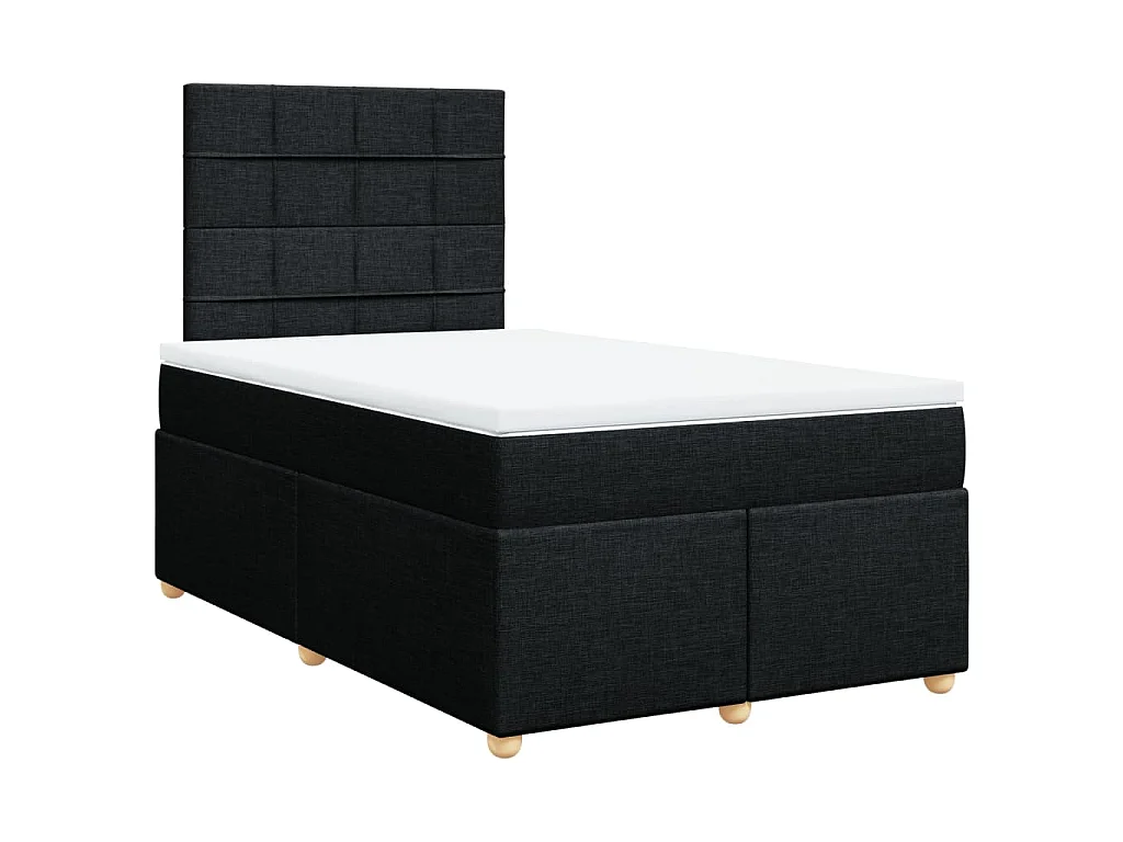 Cama box spring con colchón tela negro 120x200 cm