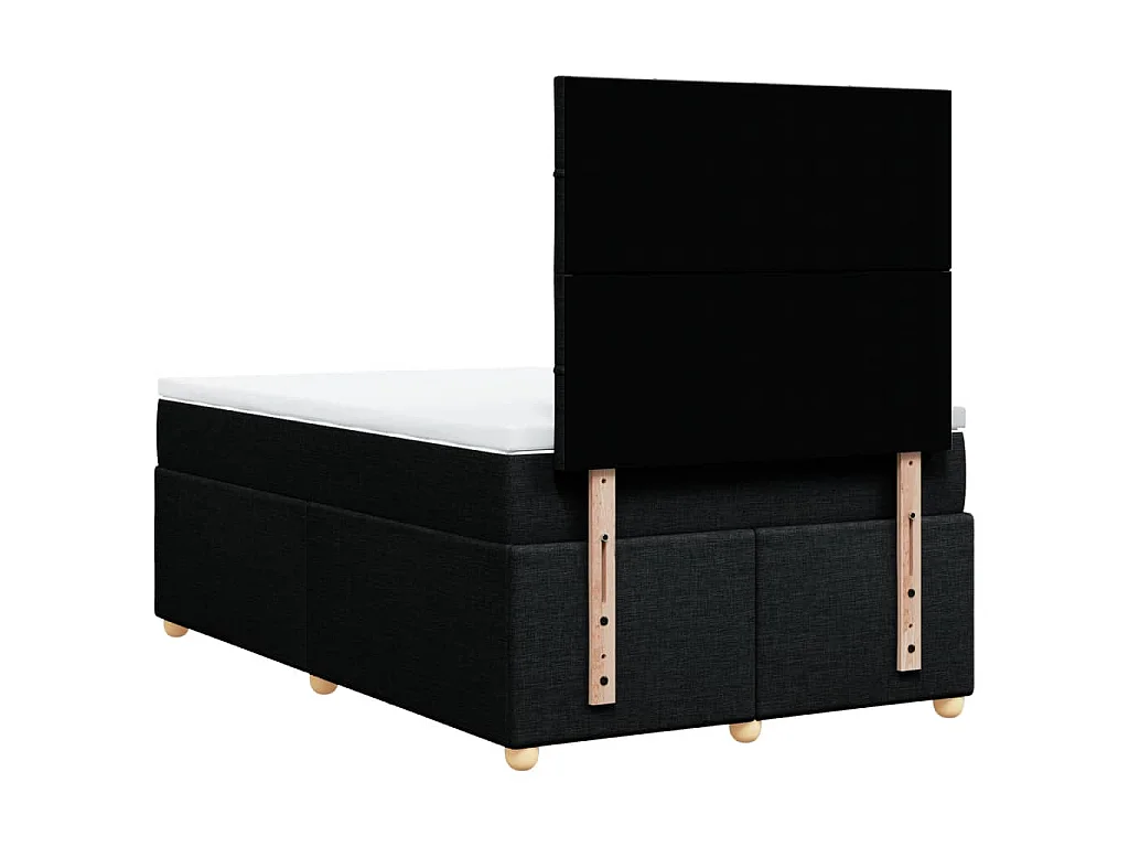 Cama box spring con colchón tela negro 120x200 cm