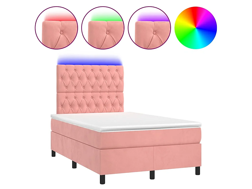 Boxspring met matras en LED fluweel roze 120x190 cm