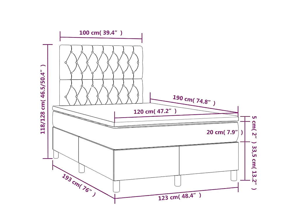 Boxspring met matras en LED fluweel roze 120x190 cm