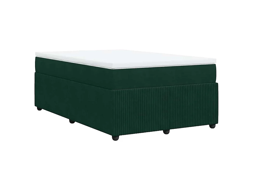 Cama box spring con colchón terciopelo verde oscuro 120x200 cm