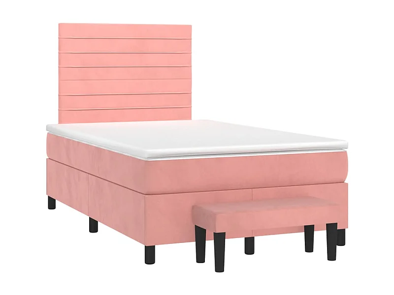 Cama box spring con colchón terciopelo rosa 120x190 cm