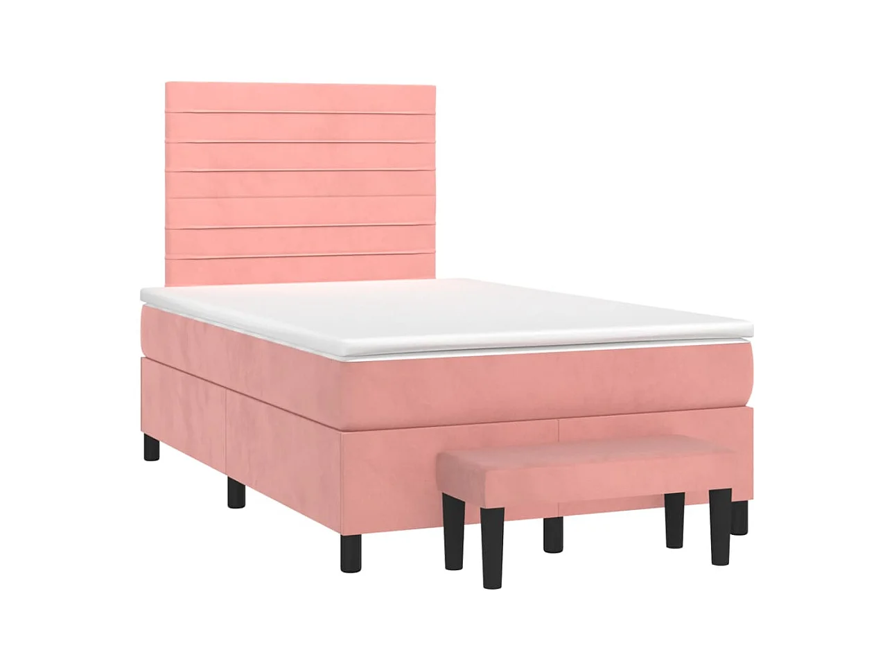 Sommier à lattes de lit avec matelas rose 120x190 cm velours
