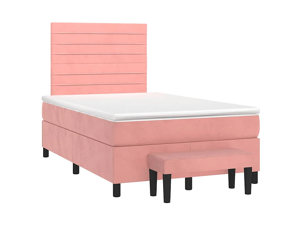 Sommier à lattes de lit avec matelas rose 120x190 cm velours