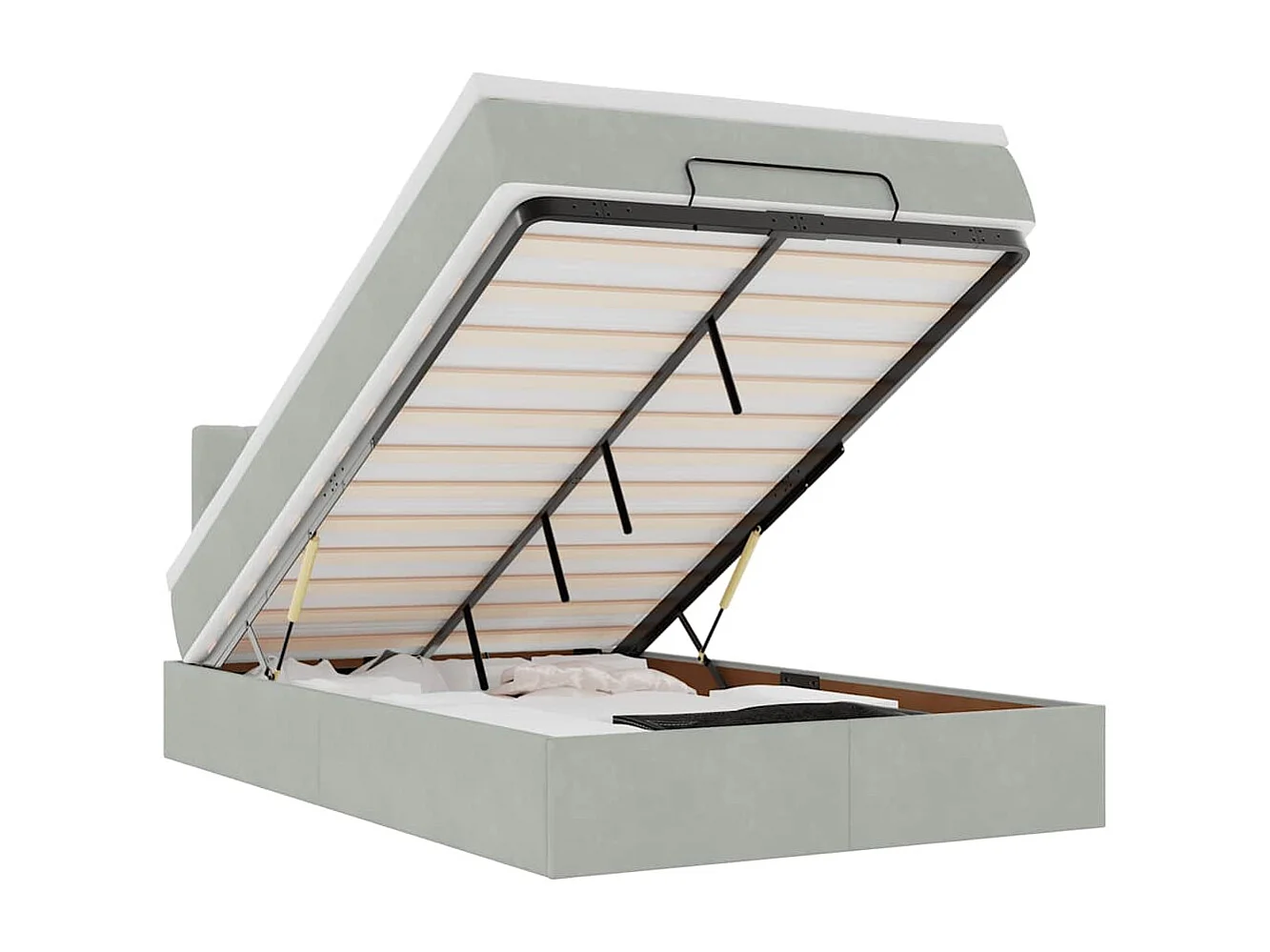 Cama otomana com colchão cinza claro 120x190 cm Veludo