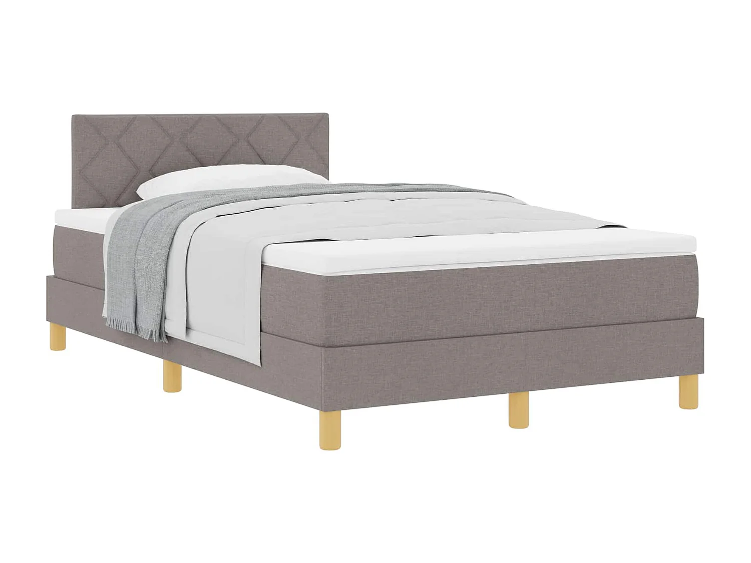 Lit à ressorts avec matelas Taupe 120 x 200 cm tissu