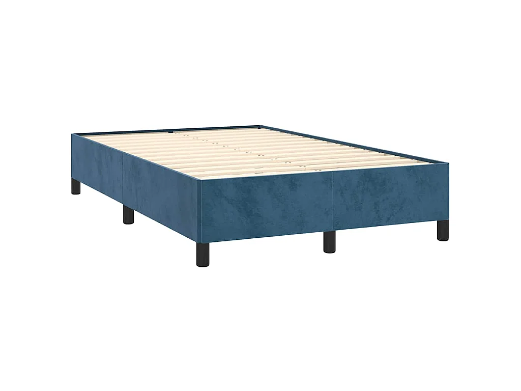 Letto a Molle Materasso e LED Blu Scuro 120x190 cm in Velluto