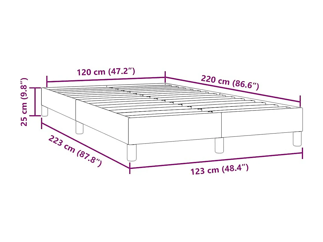 Bettgestell ohne Matratze Hellgrau 120x220 cm Samt