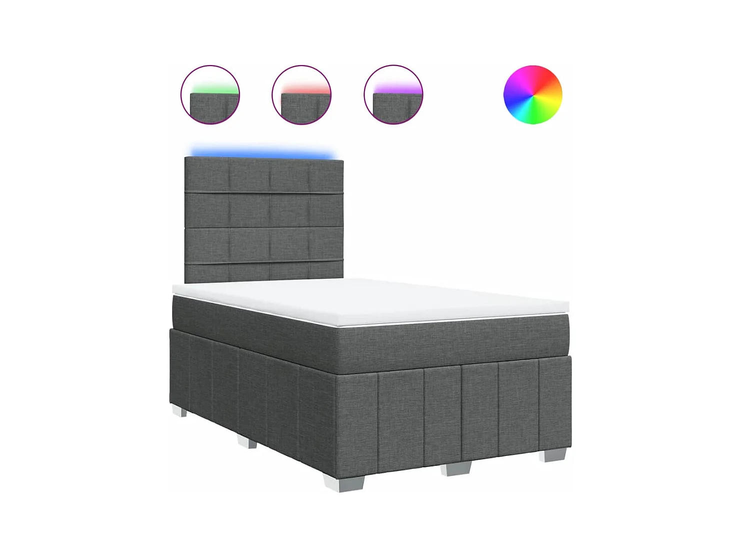 Sommier à lattes de lit avec matelas gris foncé 120x190cm tissu