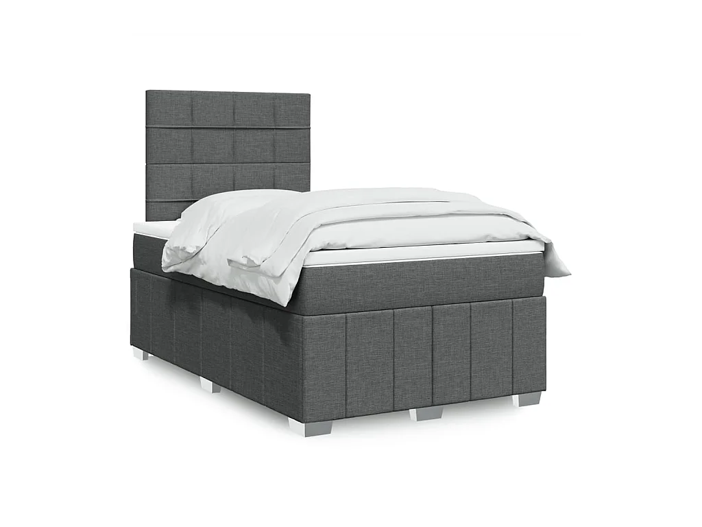 Boxspring met matras stof donkergrijs 120x190 cm