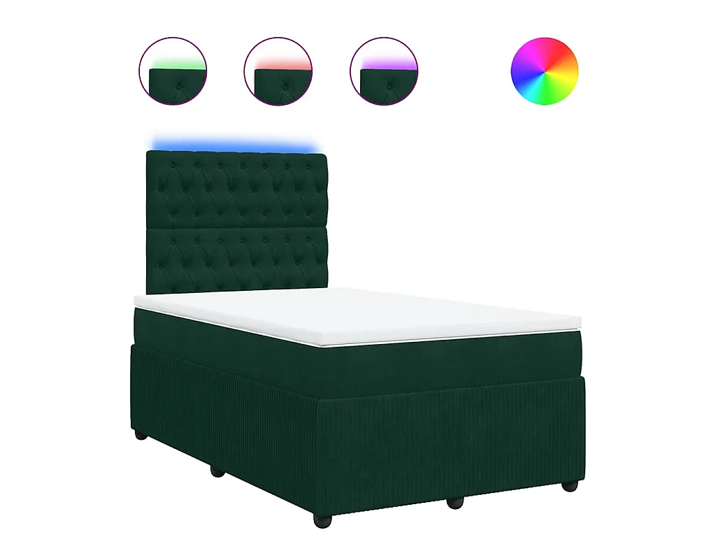 Cama box spring con colchón terciopelo verde oscuro 120x200 cm