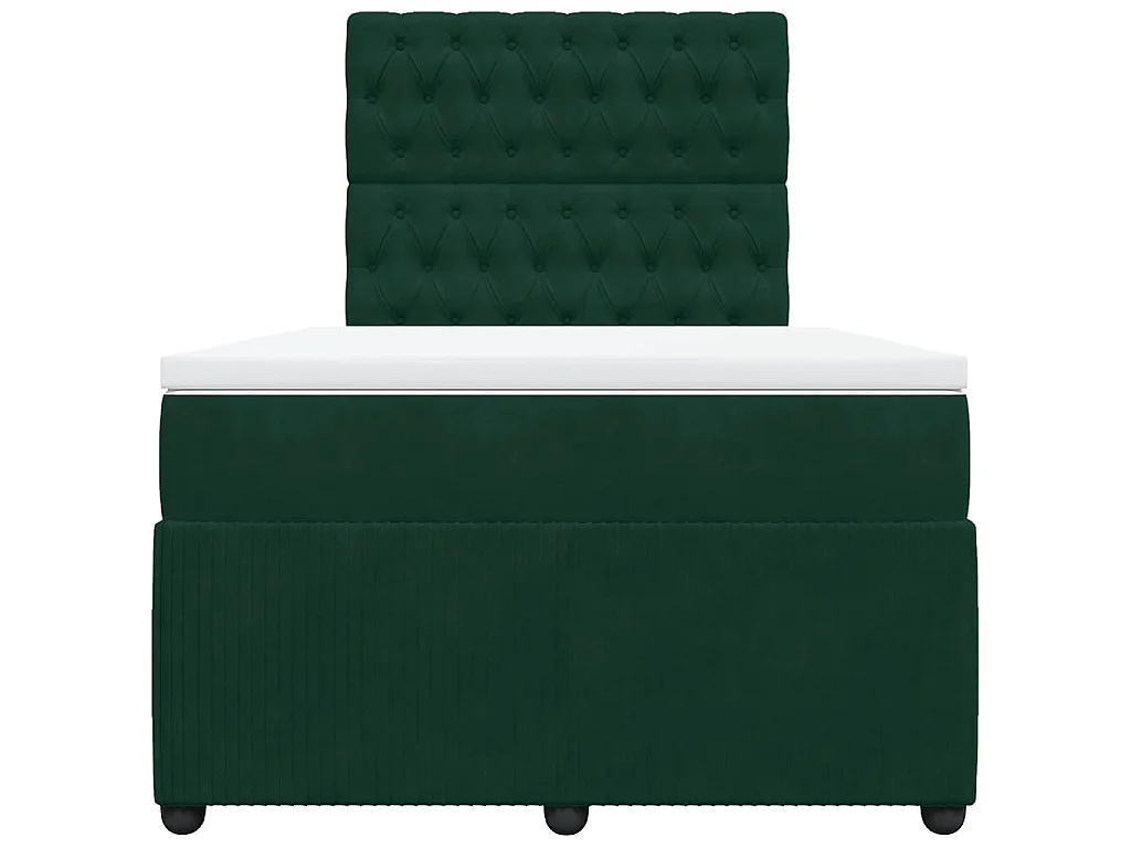 Cama box spring con colchón terciopelo verde oscuro 120x200 cm