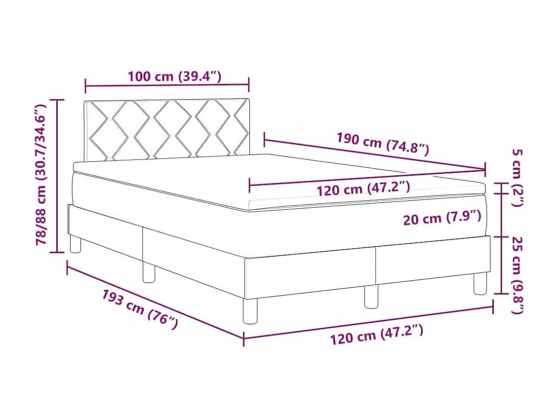 Boxspringbed met matras Lichtgrijs 120 x 190 cm Stof