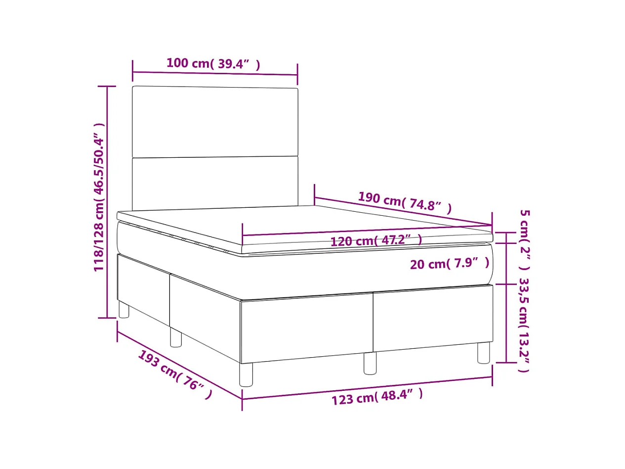 Boxspringbett mit Matratze Taupe 120x190 cm Stoff
