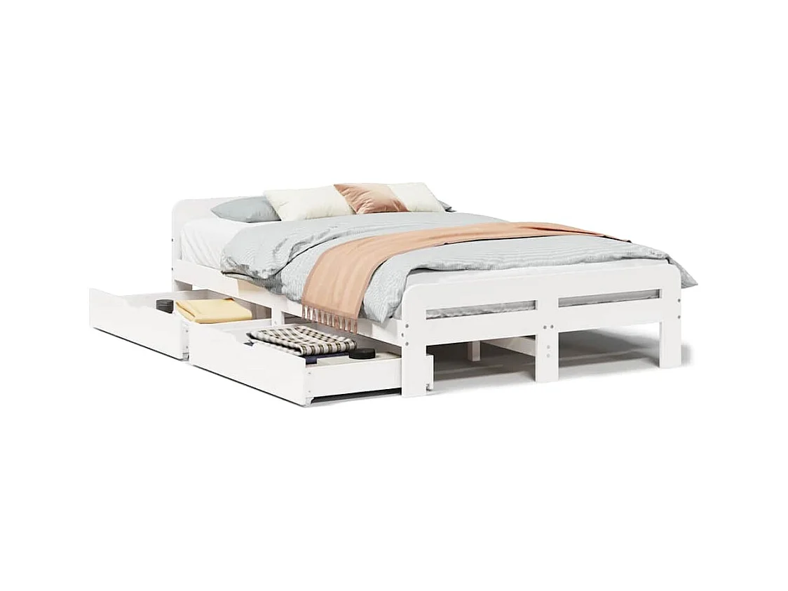 Letto senza Materasso Bianco 120x190 cm Legno Massello di Pino