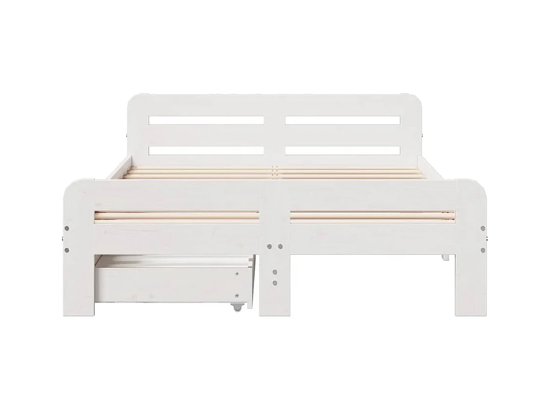 Letto senza Materasso Bianco 120x190 cm Legno Massello di Pino