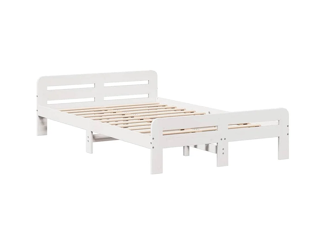 Letto senza Materasso Bianco 120x190 cm Legno Massello di Pino