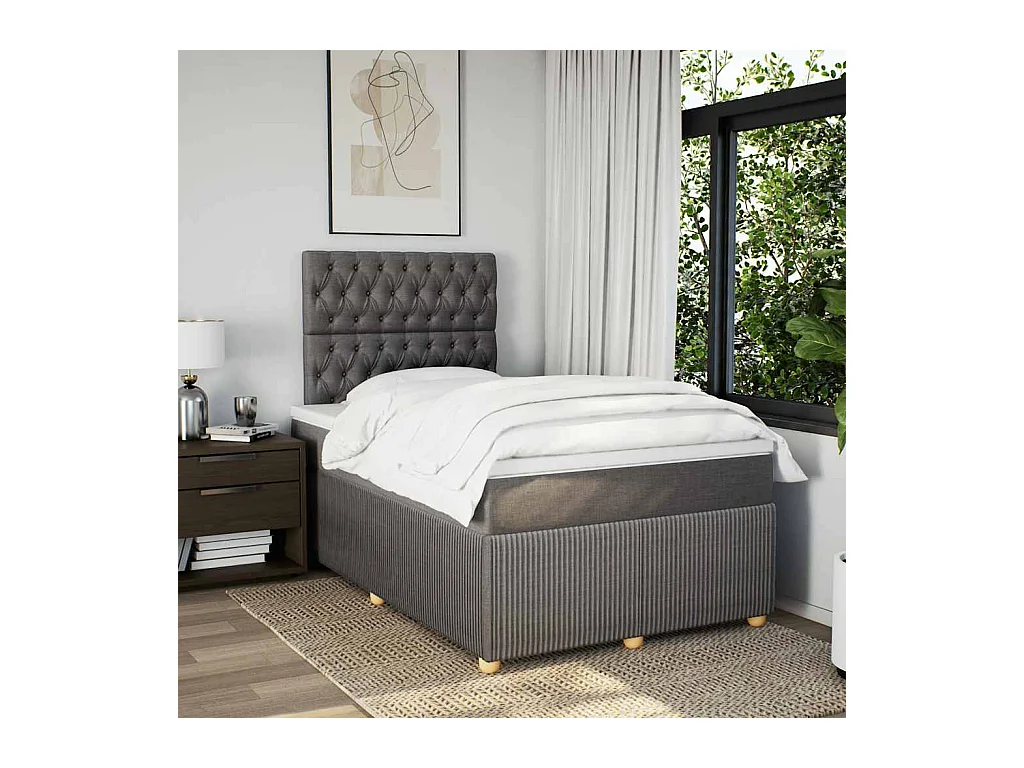 Sommier à lattes de lit avec matelas Taupe 120x200 cm Tissu