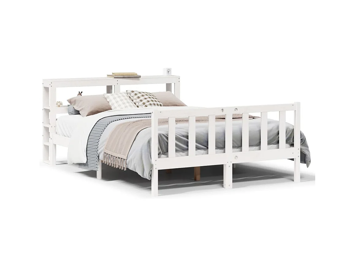 Cadre de lit sans matelas blanc 120x200 cm bois de pin massif