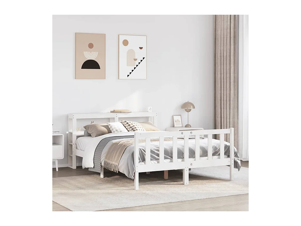 Cadre de lit sans matelas blanc 120x200 cm bois de pin massif