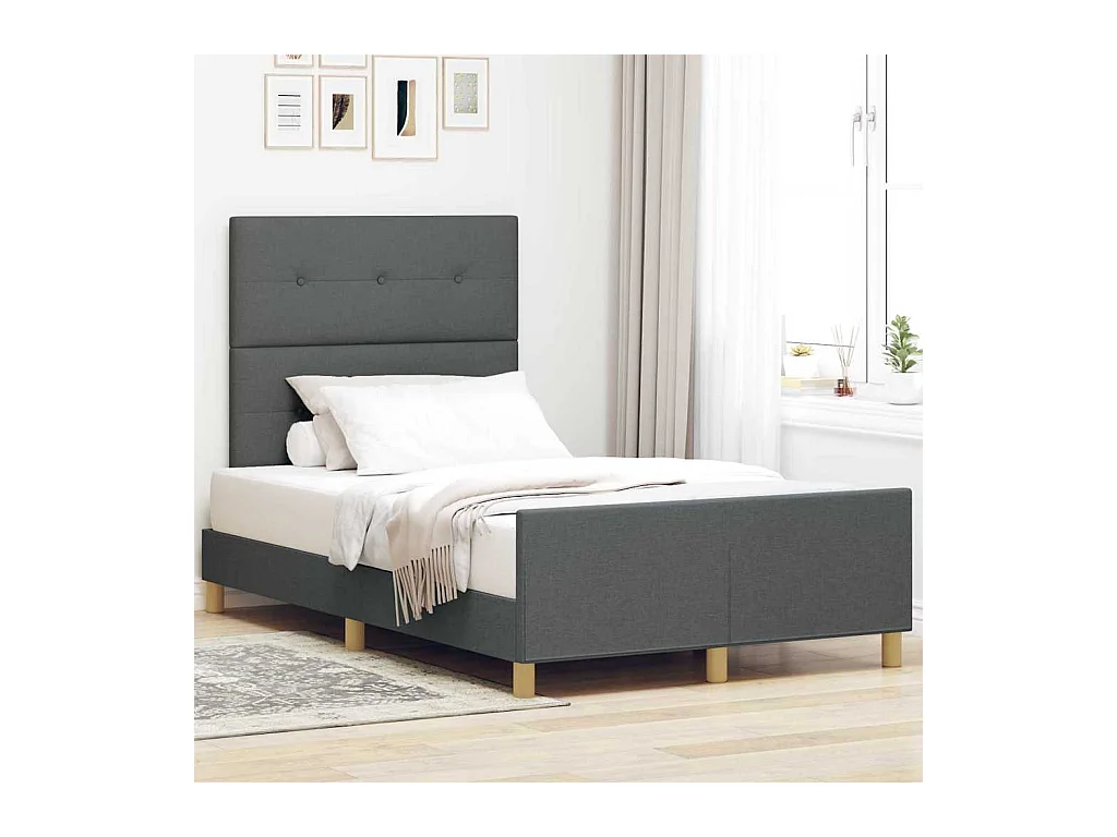 Estrutura da Cama Cinzento escuro 120 x 190 cm tecido