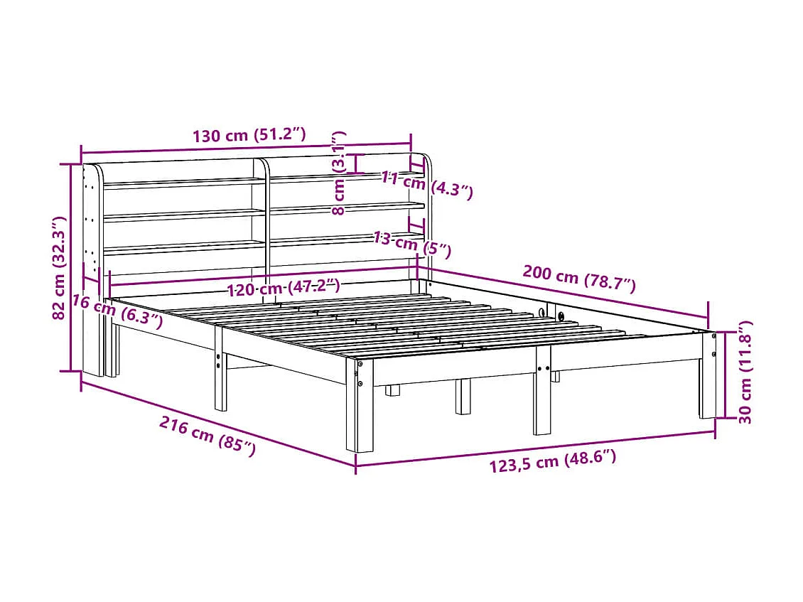 Bettgestell mit Kopfteil ohne Matratze Weiß 120x200 cm