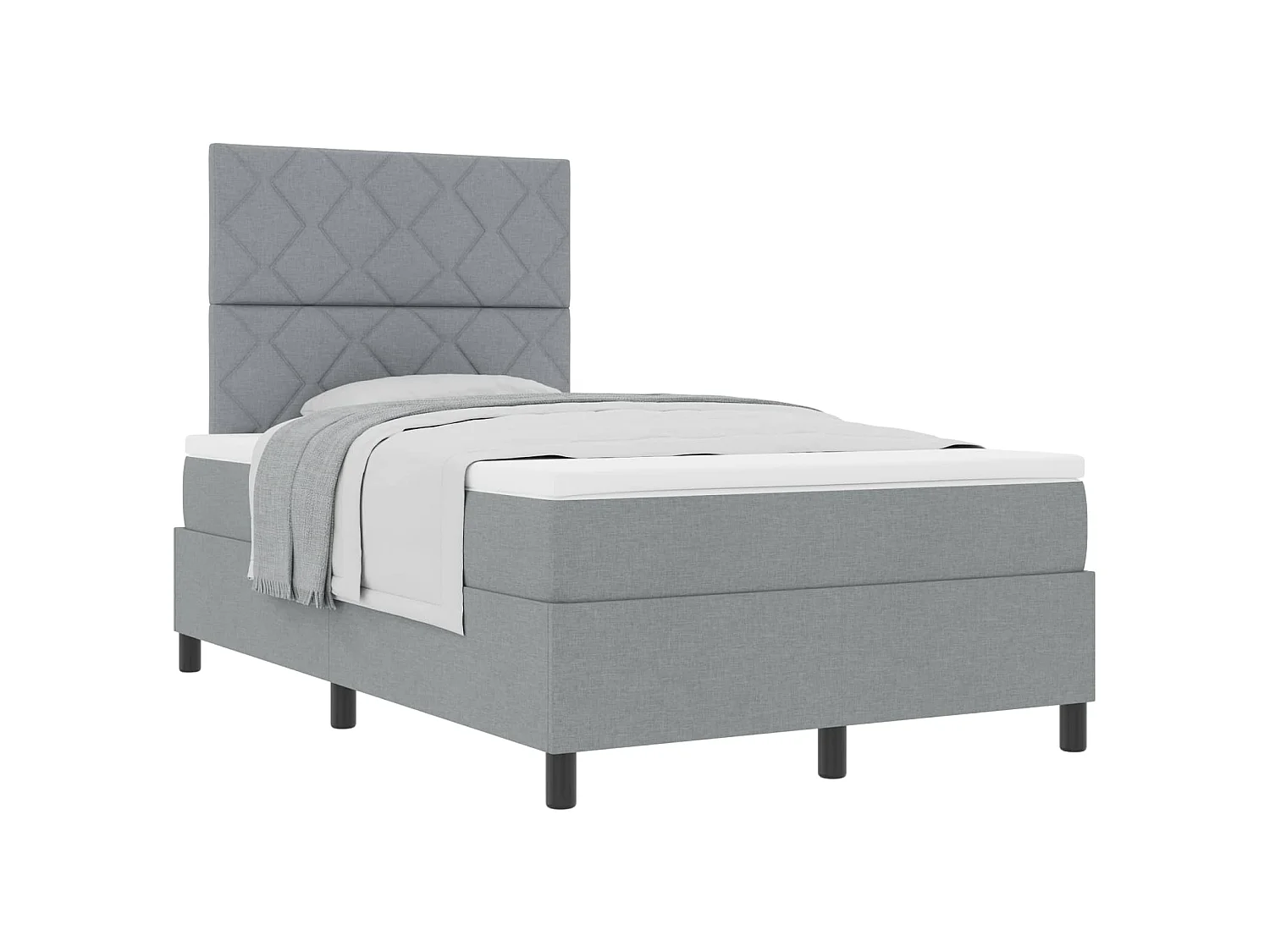 Boxspringbett mit Kopfteil Hellgrau 120 x 200 cm Stoff