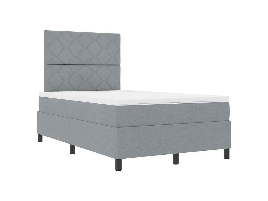 Boxspringbett mit Kopfteil Hellgrau 120 x 200 cm Stoff