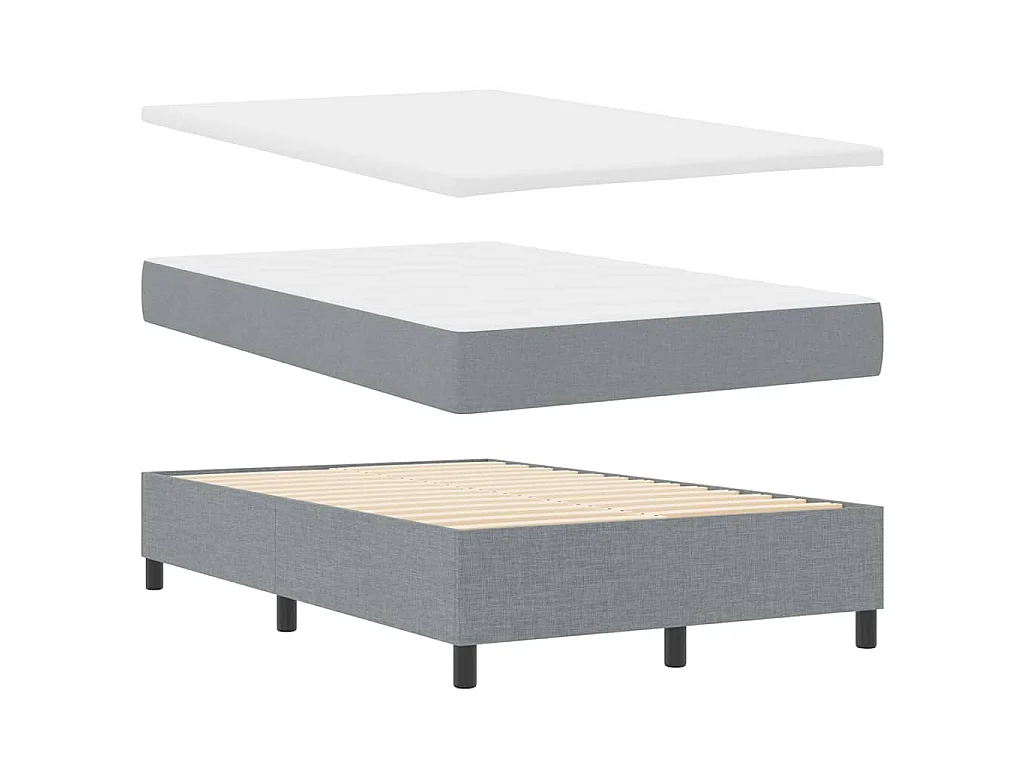 Boxspringbett mit Kopfteil Hellgrau 120 x 200 cm Stoff