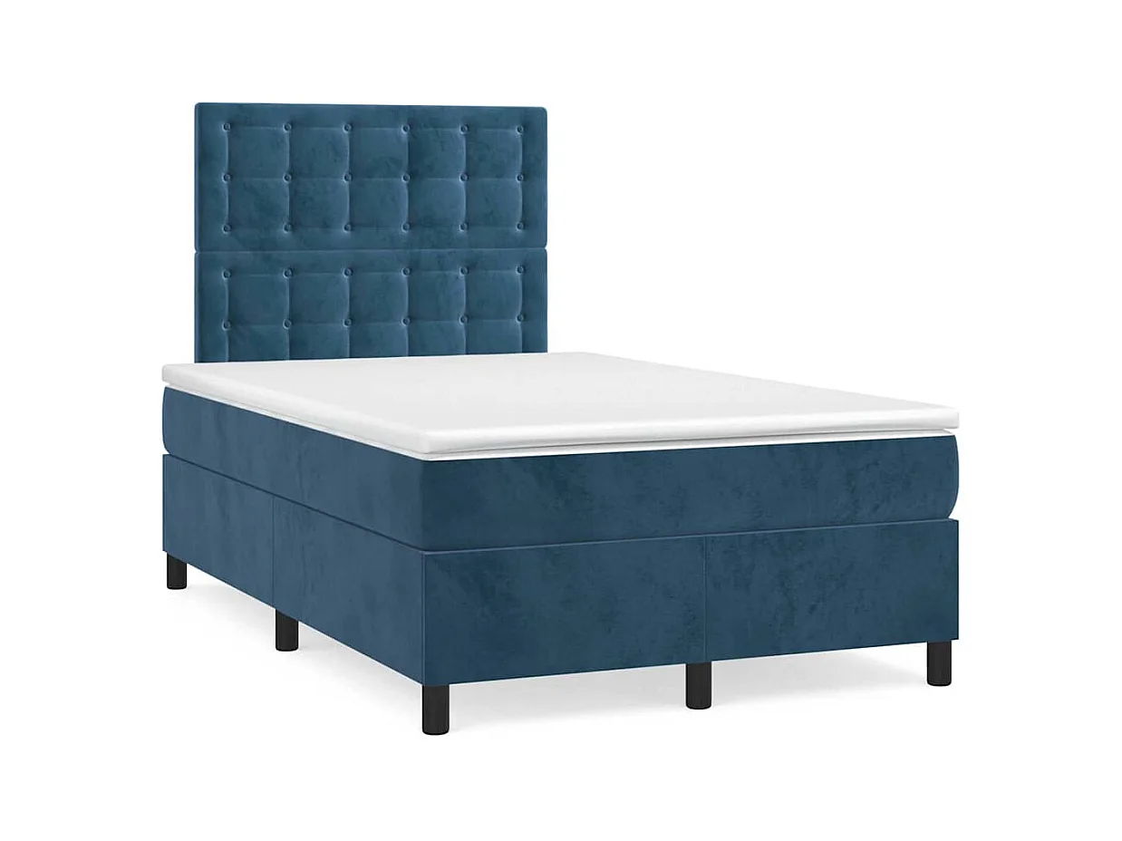 Giroletto a Molle con Materasso Blu Scuro 120x190 cm in Velluto