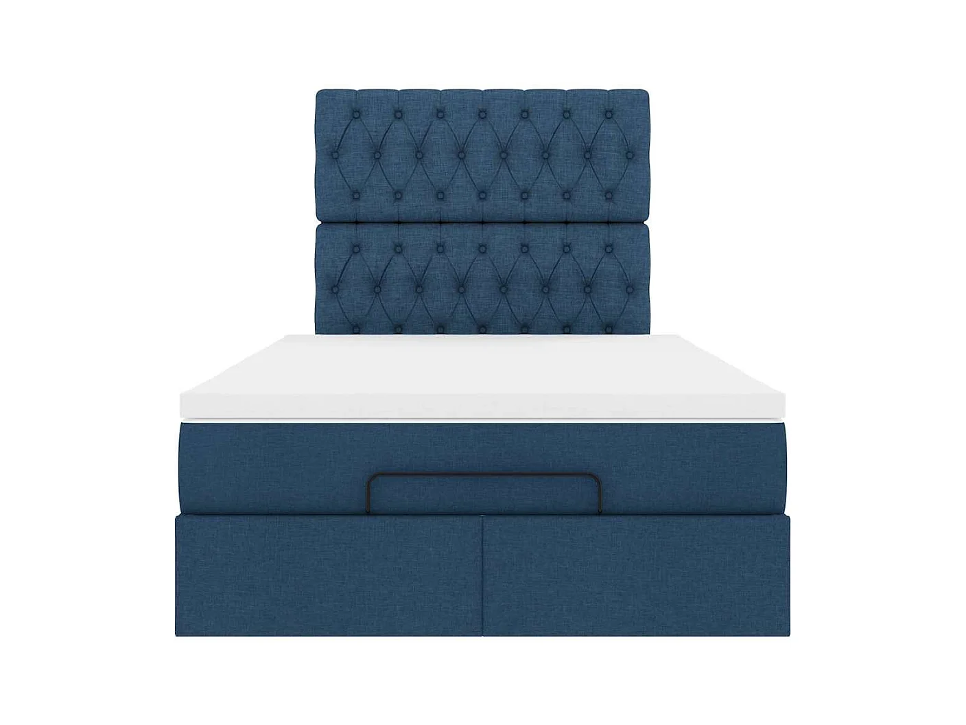 Cadre de lit ottoman avec matelas bleu 120x200 cm tissu