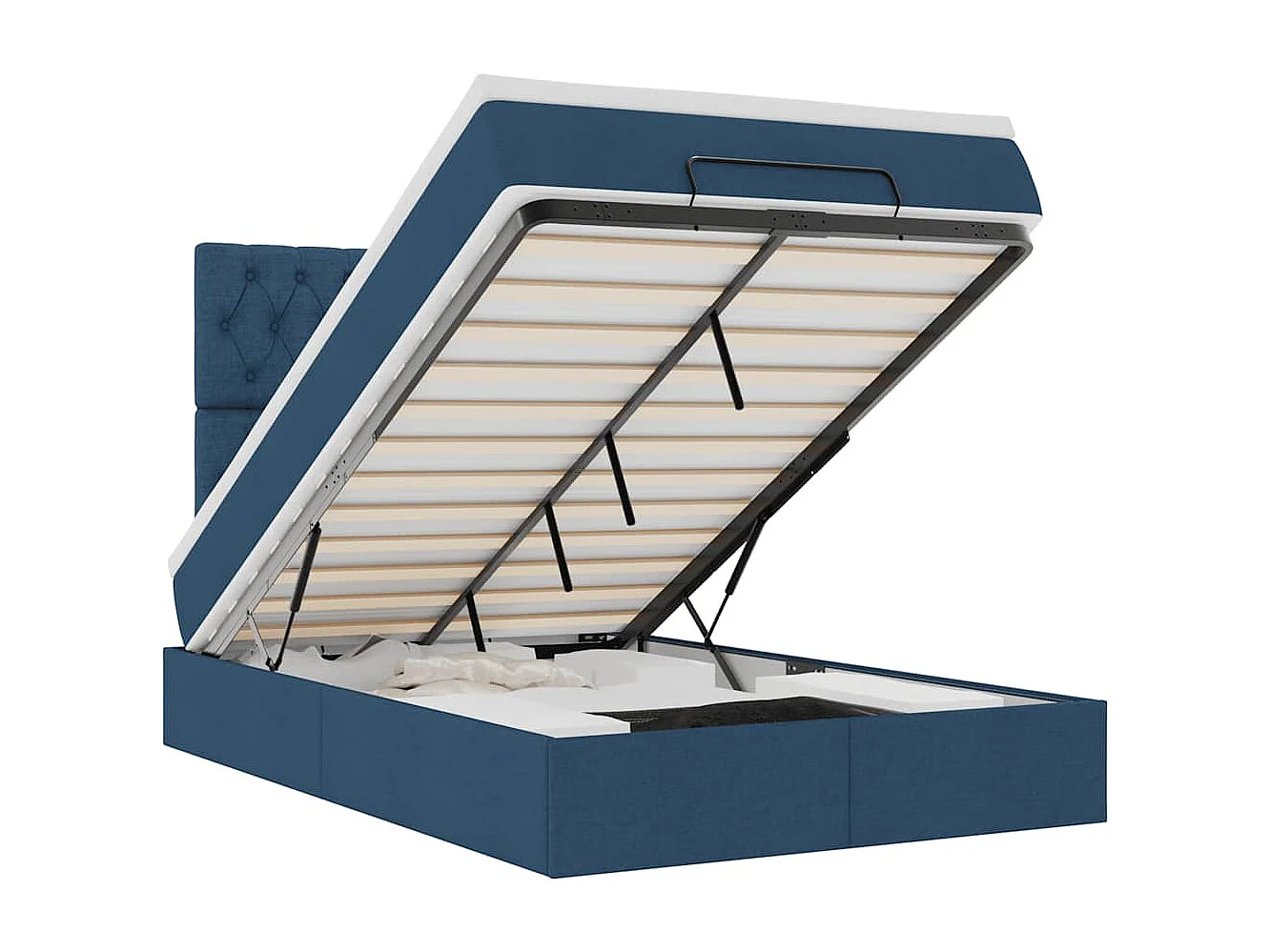 Ottoman bed met matras en LED's 120x200cm stof blauw