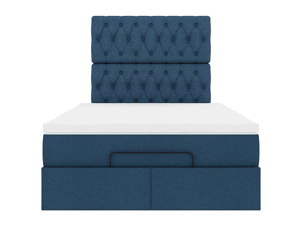 Cadre de lit ottoman avec matelas bleu 120x200 cm tissu