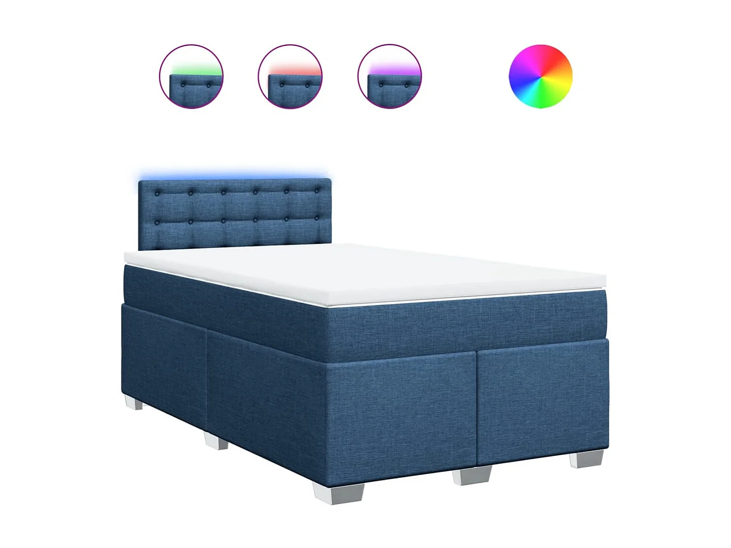 Cama boxspring com colchão 120x190 cm tecido azul