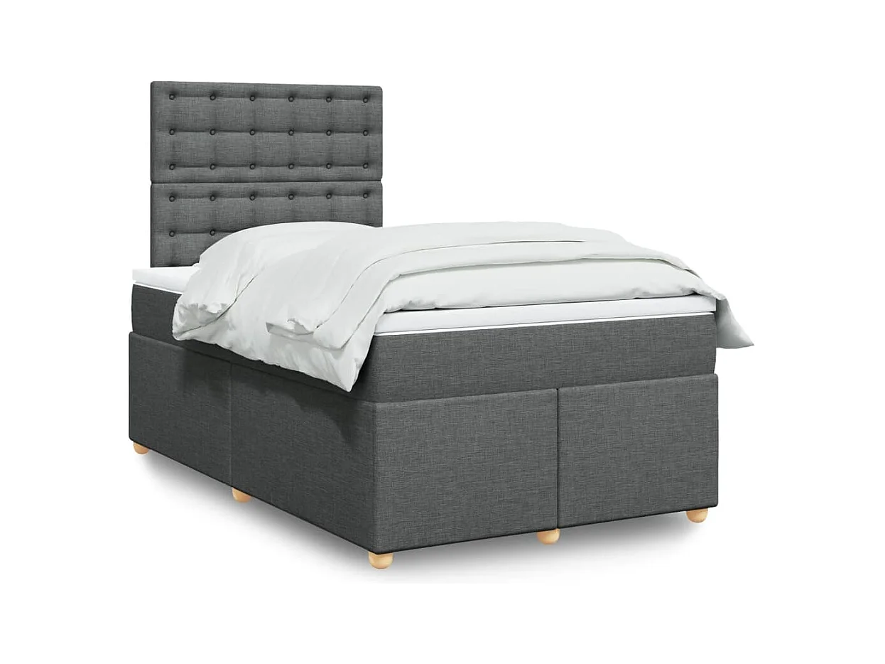 Boxspring met matras stof donkergrijs 120x190 cm