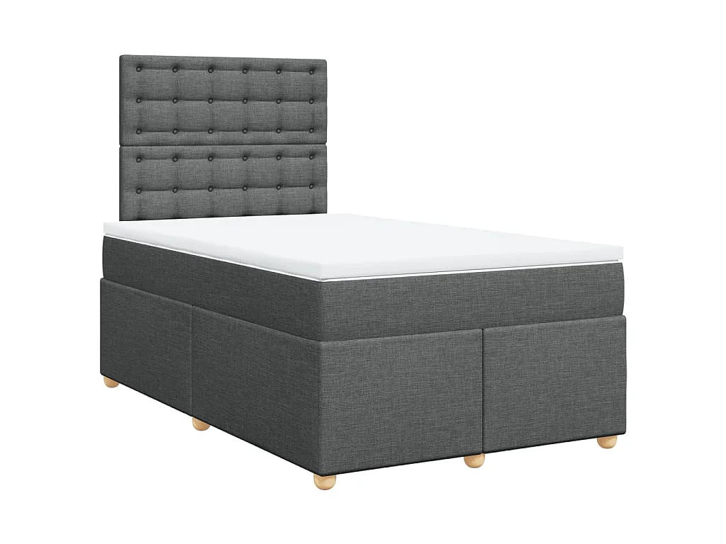 Cama boxspring com colchão 120x190 cm tecido cinzento-escuro