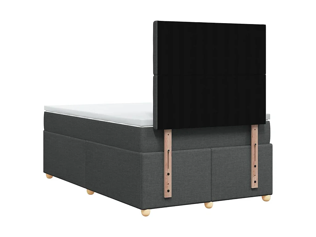 Cama boxspring com colchão 120x190 cm tecido cinzento-escuro