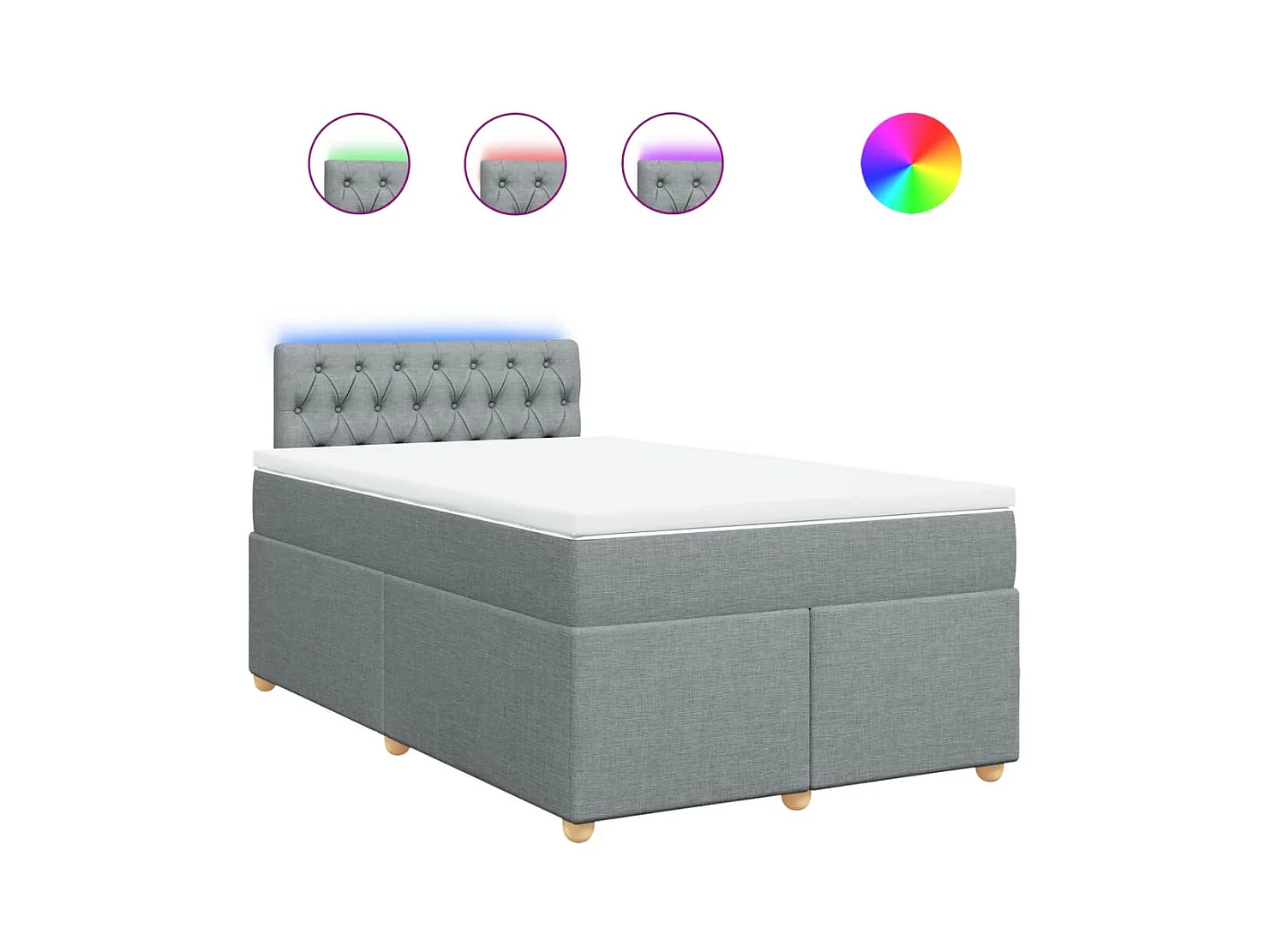 Sommier à lattes de lit et matelas gris clair 120x190 cm tissu