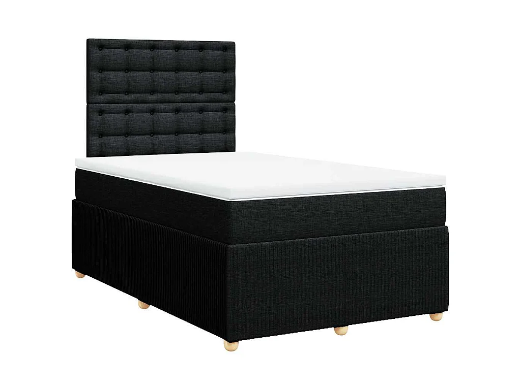 Sommier à lattes de lit avec matelas noir 120x190 cm tissu