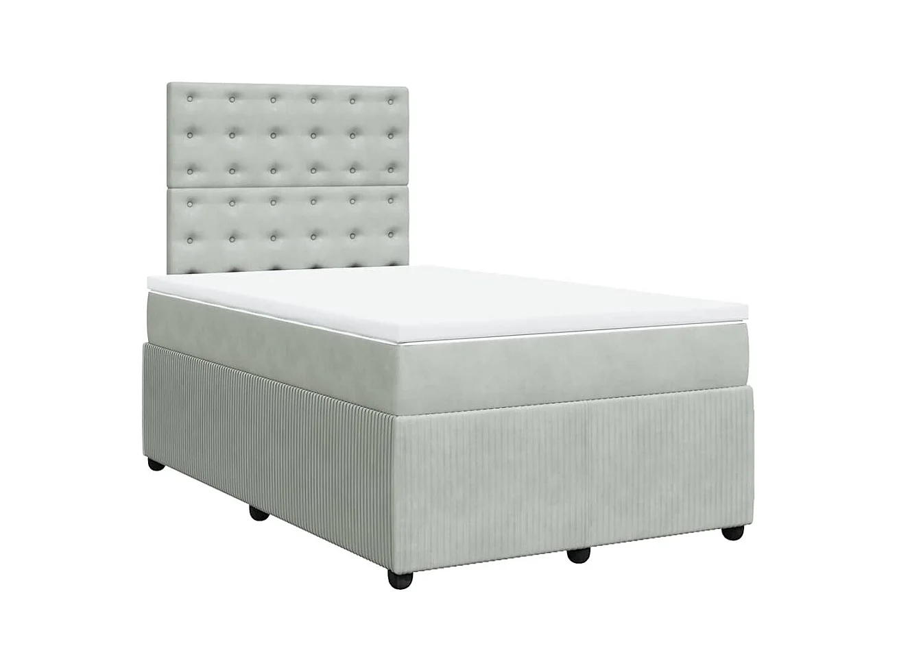 Sommier à lattes de lit et matelas gris clair 120x190cm velours