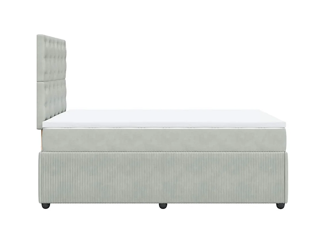 Sommier à lattes de lit et matelas gris clair 120x190cm velours