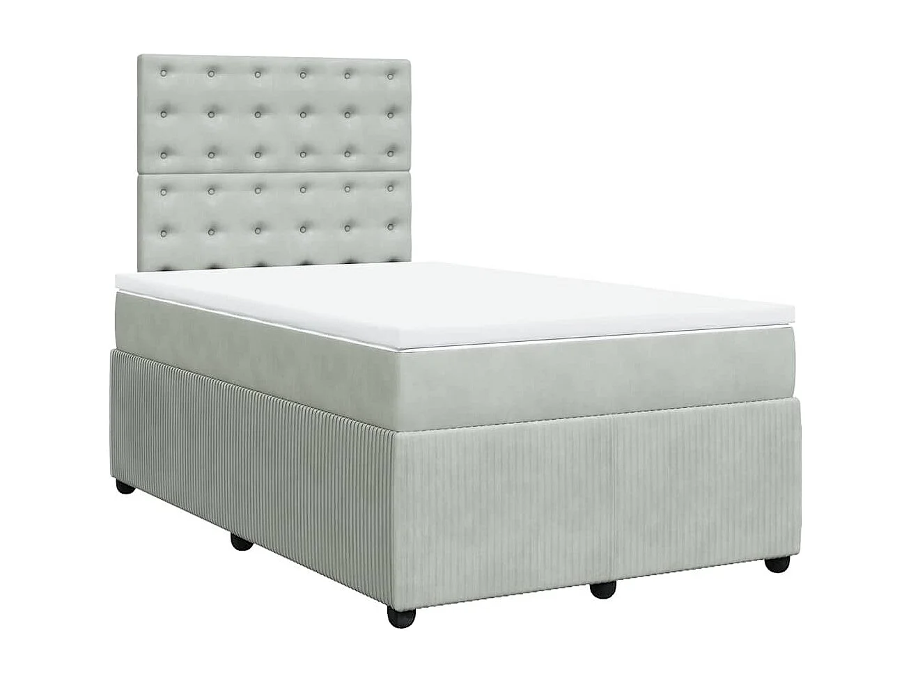 Sommier à lattes de lit et matelas gris clair 120x190cm velours